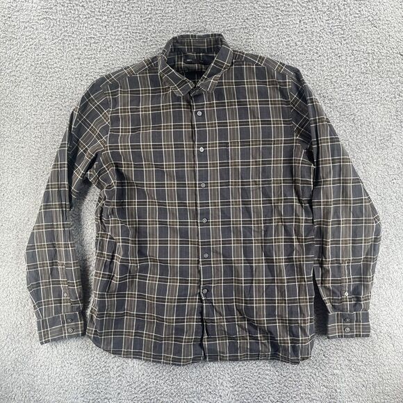 John Varvatos Star USA Men’s XXL Button Up Shirt Brown Gray Plaid - Picture 1 of 5